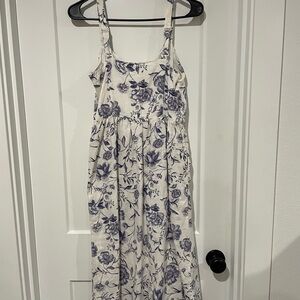 Cynthia Rowley White and Blue Floral Linen Dress